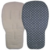 Seat Liner to fit Bugaboo Pushchairs Navy Spot / Lambs Fleece